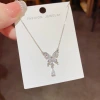 The micro-inlaid zircon butterfly water drop necklace features a light luxury, fashionable and niche design with a high-end feel. It is an exquisite and versatile collarbone chain Specification image